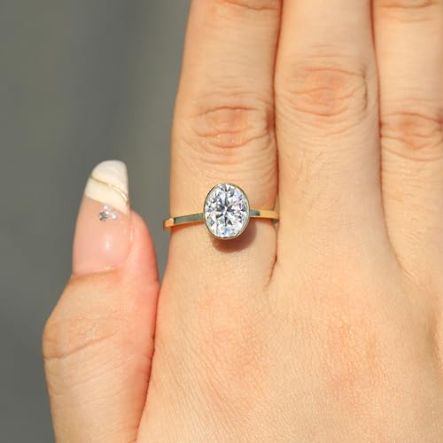 1CT/2CT/3CT CZ Engagement Rings 925 Sterling Silver Oval Cut Cubic Zirconia 14k Gold Plated Wedding Promise Rings for Her Wedding Bands for Women Lover Size 5-93