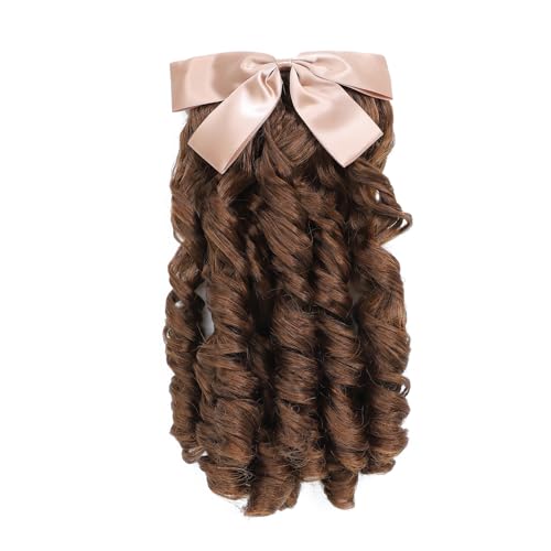 Kavsni Regency Ringlet Ponytail Hairpiece With Bow Spiral Curl Synthetic Half Wig Historical Colonial Lady Costume Wig cover