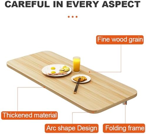 Wall Mounted Folding Table - Space-Saving Fold Down Laundry & Kitchen Countertop Easy to Assemble Perfect for Offices Studies and Restaurants.