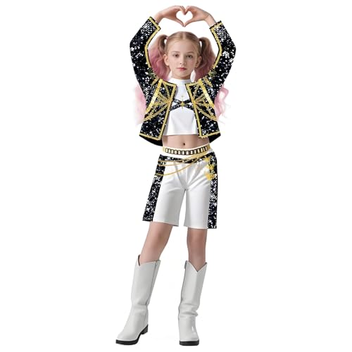 Deguisement Kpop Enfant Cosplay Anime Fille Costume - Déguisements pour Enfants 3 Pièces Filles Ensemble Complet d'anime K Pop Costumes Dress Up Stage Tenue Uniforme Performance Fête Cosplay