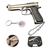 OPYLO Mini Gun Keychain, Tiny Keychains Guns Shape Pendant, Pistol Shape Key Chain, Novelty Keychain, Cool Keychains for Men(K+Silver)