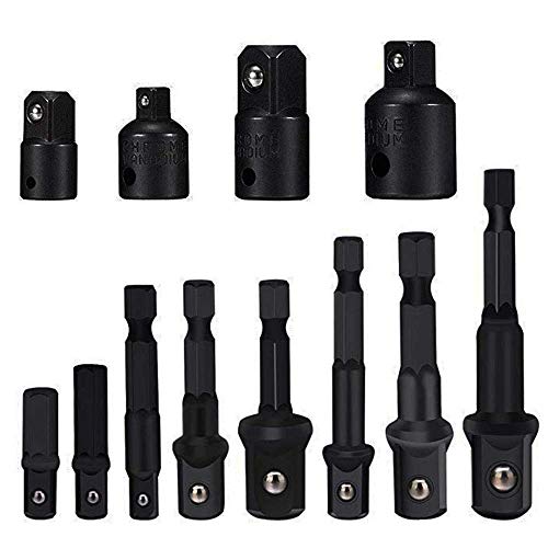 12 Stück Bohrnuss-Adapter, langlebig, verwandelt die Bohrmaschine in Hochgeschwindigkeits-Mutter, 1/4 Zoll, 3/8 Zoll, 1/2 Zoll Stecknuss-Adapter, Wartungs-Umwandlungswerkzeug Cover