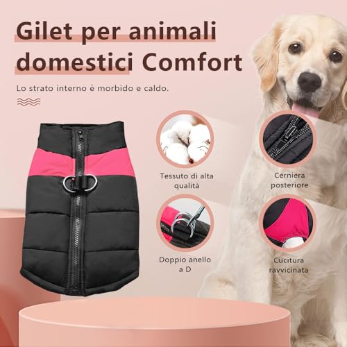 Voarge Winter Warm Pet Hund Kleidung, wasserdichte Hundemanteljacke, Haustier Kleidung Winterjacke Hunde Mantel für Kleine Mittlere Große Hunde (Rosa, S)