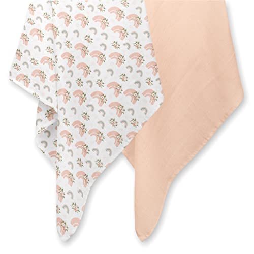 30%off-2 pack Rainbow/Flower Pattern swaddle blanket