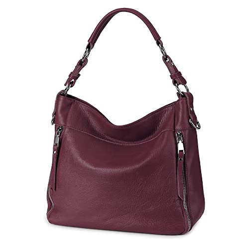Image of YALUXE Women's Real Leather Shoulder Bags Hobo Handbag Purse Crossbody Bag