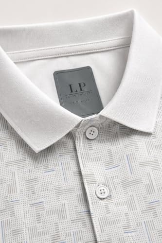 Image of Louis Philippe Men's Slim Fit Cotton Pique Polo Tshirt with Stretch and All Over Print