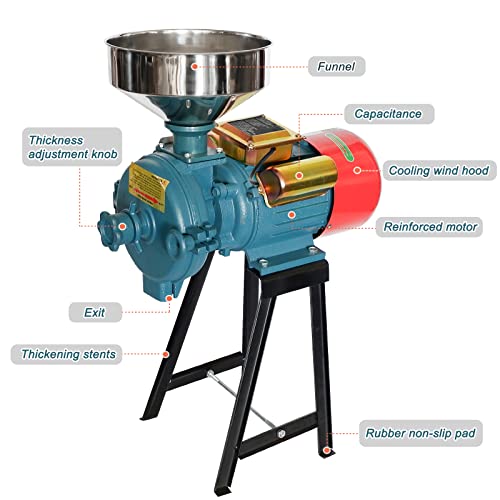Electric Grain Grinder Mill, 3000W 110V Corn Grinder Mill Electric, Dry Cereals Rice Coffee Wheat Corn Mills with Funnel, Grain Grinders Mils Powder Machine