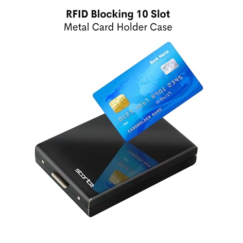 Storite 10 Slot RFID Blocking Vertical Metal Slim Credit Debit ATM Card Holder Wallet for Men and Women (Black-9.5 x 6.6 x 1.9 CM) 9 41RSQmmqszL