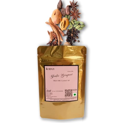 Image of Kurinjy Biryani Masala- Whole Spices Mix | Cardamom Cinnamon Clove Peppercorn Kali Elaichi Jaifal Mace Star Anise | Pure Natural Essential Oil filled Kerala Spices | for Flavourful food, 55g x 1pack
