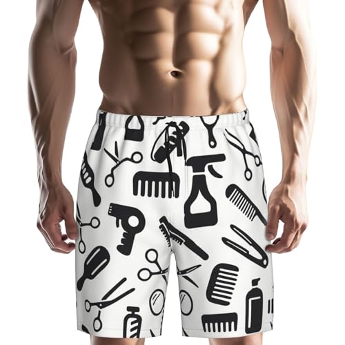 Mens Haircut Barber Swim Trunks Quick Dry Swim Beach Shorts with Mesh Lining Pockets Small4