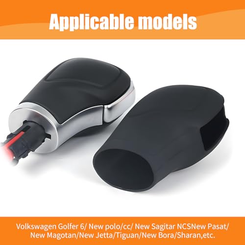 Flygun 2 PCS Car Automatic Gear Shift Knob Cover, Anti-Slip Waterproof Silicone Vehicle Shifter Boots, Universal Durable Automatic Knob Gear Lever Protective Cover for Truck SUV Car RV (Black)
