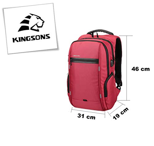 Mochila Kingsons Usb, Resistente a água e material cortante 15,6 polegadas