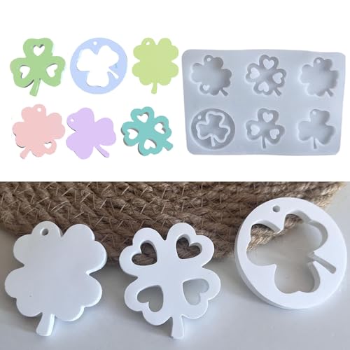 Stampi in silicone a quadrifoglio, 4 stampi in silicone a forma di quadrifoglio, per Pasqua, quadrifoglio, stampini in silicone, per versare Pasqua, in silicone, primavera