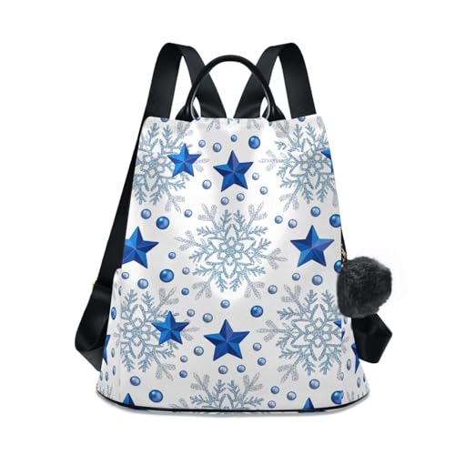 Sac à dos flocon de neige argenté femme avec pompon idéal pour vos sorties citadines