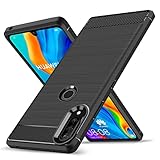 KUJQOC Huawei P30 Lite ケース 耐衝撃 シリコン 炭素繊維 薄型 レンズ保護 指紋防止 衝撃吸収 散熱加工 軽量 ソフト 手触り良い 滑り止め 取り出し易い ワイヤレス充電対応 ファーウェイP30ライト スマートフォンケース 黒 LS-3