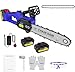 12" Brushless Electric Cordless Chainsaw Power Saw Wood Cutter 2 Battery&Charger, 2x4000MAH Rechargeable Battery, Auto-Tension and Anti-Vibration