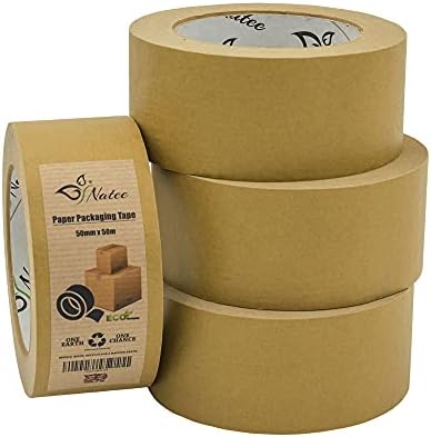 NATEE® Kraft Paper Packaging Tape | Fully Recyclable Sticky Tapes | Strong Eco-Friendly Kraft Paper for Packing Parcels and Boxes | Brown Paper Packaging for Moving House | 50 Metres x 50mm (6)