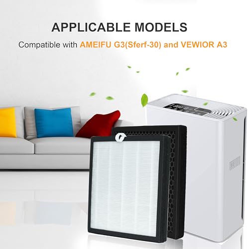 Lhari G3 Replacement Filter, Compatible with AMEIFU G3 Sferf-30 Air Purifier, VEWIOR A3 Air Purifier and Tailulu HQZZ-260, 3-in-1 H13 True HEPA Air Cleaner Filter, 2 Pack by LHARI - Image 2