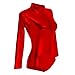 ODIZLI Women Shiny Metallic Long Sleeve Leotard Mock Turtleneck One Piece Bodysuit for Gymnastics Ballet Dance Red, M