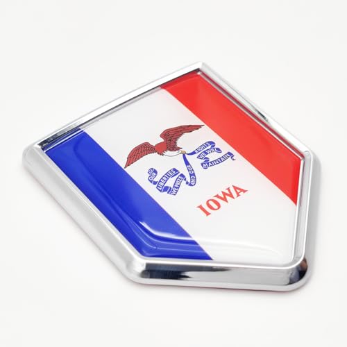 Emblema cromado de la bandera de Iowa Overdecor para personalizar su automóvil