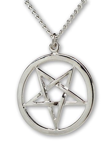 Real Metal Inverted Pentacle Pentagram Satanic Polished Silver Finish Pendant Necklace Real Metal Inverted Pentacle Pentagram Satanic Polished Silver Finish Pendant Necklace