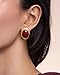SNGIA18K Gold Plated Burgundy Maroon Red Carnelian Round Oval Ribbed Button Chunky Statement Earrings for Women by SNGIA, Bold Handmade Exaggerated Dome Retro Rounded Button Trendy Bohemian Gemstone Stud Jewelry Gifts, Unique Vintage Baroque Stone Summer Beach Fashion Earrings Accessories, Thick Circular Nickle Free Huggies Earrings.