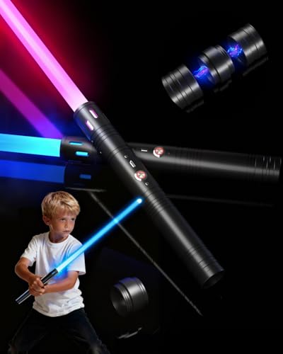 Dueling Lightsaber Set with Metal Hilt & Detachable Double Blades RGB 15 Color