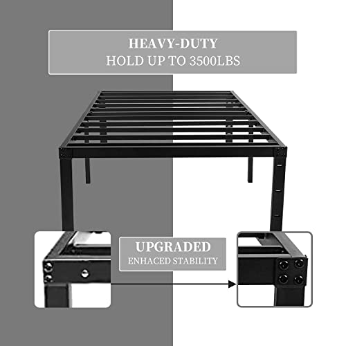 Amsejops Twin Bed Frame ，Heavy Duty Steel Slat Support 3500Lbs，No Box Spring Needed，Noise-Free，Easy Assembly, 16 Inch Tall Metal Platform Bedframe With Ample Storage Space #TOP4