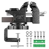 STEEIRO Schraubstock - Tischschraubstock Drehbar 270°, 100 mm Spannweite, 2-in-1-Bank-Schraubstock mit Schraubzubehör