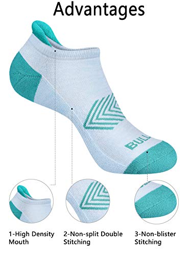 Image of BULLIANT Women Cushioned Running Ankle Socks Anti-Slip Y-Heel No Show 6Pack | Fully Terry Sole | Arch Support | Moisture-Wicking Stretch Yarn | Seamless Toe Closure | Breathable Mesh