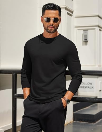 COOFANDY Mens Long Sleeve T Shirts Crew Neck Casual Basic Tee Shirt Lightweight Pullover Shirts4