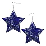 Manta Ray and Fish Prints - Pendientes de piel con diseño de estrella, elegantes y hermosos, ligeros, colgantes para mujeres y niñas, talla única, Cuero