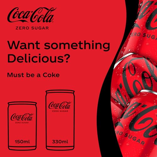 COCA-COLA Zero Sugar, Carbonated Soft Drink, Can 150L, pack of 15