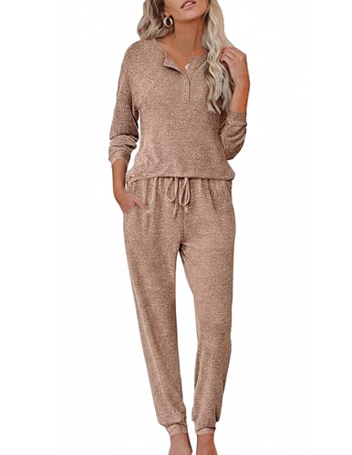 Ekouaer Womens Pajama Sets Long Sleeve Lounge Set 2 Piece