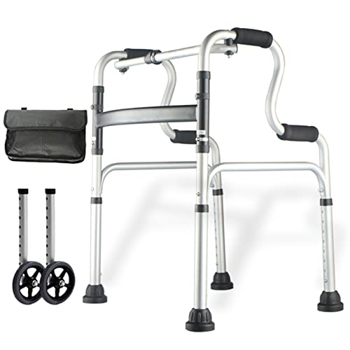 Mobility Walker Walker for Seniors Rollator Elderly Walker Folding Walker Height Adjustable Disabled Walker with 2 Wheels,Silver -  KEERSONG, D8GTN5651