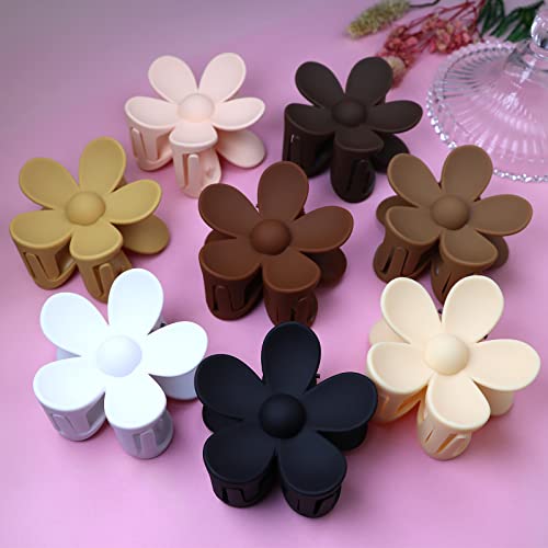 Flower Hair Clips 8Pcs Hair Claw Clips Cute Hair Clips Daisy Hair Clips Nonslip Large Claw Clips Thick Hair Clip Big Hair Clips Hair Claw Clips 8 Colors Strong Hold For Women Girl Gift #TOP5