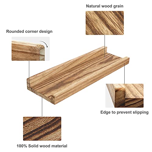 Picture Ledge Shelf Set Of 2,Rustic Wood Ledge Shelves Wall Mounted,Photo Frames Book Storage Display Shelves For Living Room Bedroom Kitchen Bathroom Kids Nursery,Home Office Decor 16.85 Inch #TOP5