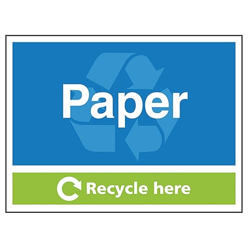 V Safety Paper Recycle Here 200 x 150 mm - 2mm Rigid Plastic Safety Sign