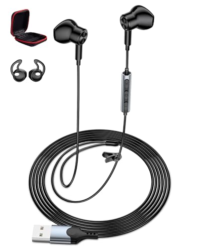 USB Earbuds with Microphone for PC Laptop, 7.5ft Long Cord...
