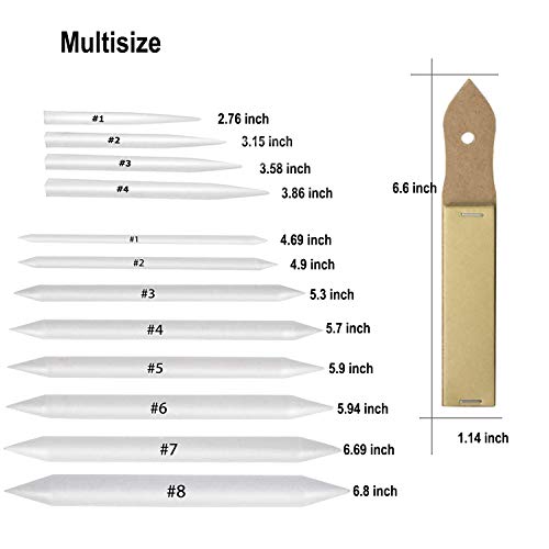 Kootiko 33 Pcs Blending Stumps And Tortillions Set Art Blenders With Sketch Sandpaper Pencil Sharpener Pencil Extension Tool Drawing Kneaded Eraser Sponge Sketch For Student Sketch Drawing Tool Set #TOP5
