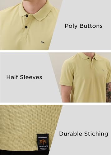 Image of Nostrum Cotton Half Sleeve T-Shirt for Men Boys, Regular Fit, Cherry, Stylish Mens T-Shirts, Polo T Shirt for Man, Collar T Shirts for Men