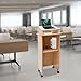 Rolling Podium Stand with Wheels Farmhouse Wood Presentation Standing Portable Lectern Speaking Podium Stand with Storage Shelf and Slant Desktop for Church Office School Classroom Home (Oak Color)