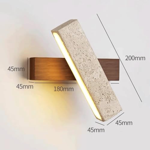 SJHPZG Aplique de Pared LED Cuadrado de travertino con rotación de 180°, de Piedra Natural, para Interiores, luz cálida de 3000 K, Moderno Aplique de Madera para baño Dormitorio y Sala - 2