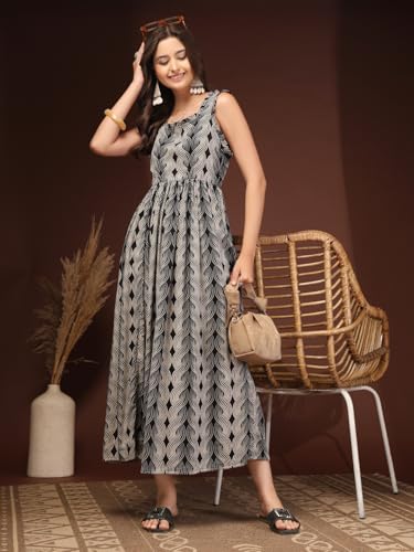 Image of Dress for Women | New Rayon Floral Printed Flared Maxi Dress for Women & Girl's