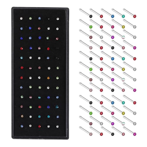 FDCGAS Piercing Naso - 60 Pezzi in Acciaio Inossidabile, Forma