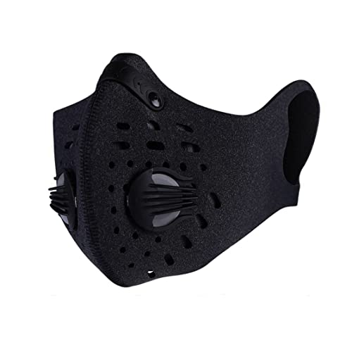 Respirator Mask, Activated Carbon Dust Mask Pollution Anti Pollen Allergens Face Exhaust Gas Filtrate Pm2.5 For Running Cycling Keep Warm, Black, Breathing