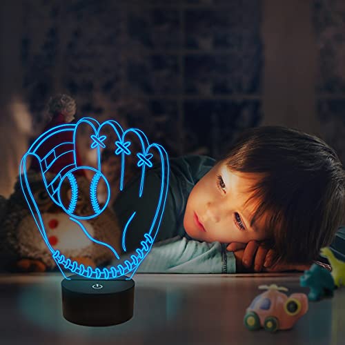 Fullosun Baseball Gifts For Kids, 3D Glove Night Lights Illusion Bedside Lamp 16 Colors Changing With Remote Control For Boy Valentine's Day Christmas Thanksgiving Xmas #TOP4