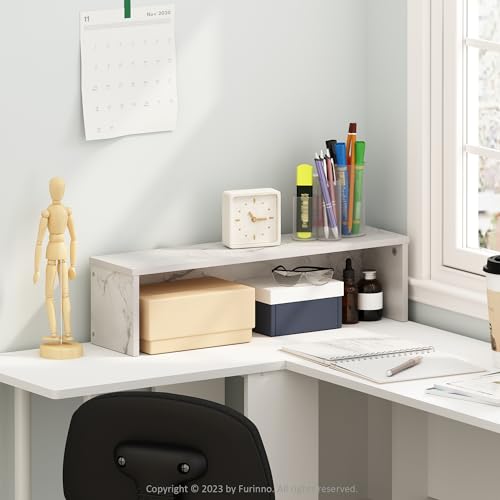 Image of Furinno Classic Desk Organizers and Accessories, 23-Inch Desk Organizer, Desktop Organizer, for Office Supplier, Office Desk Accessories, Marble White