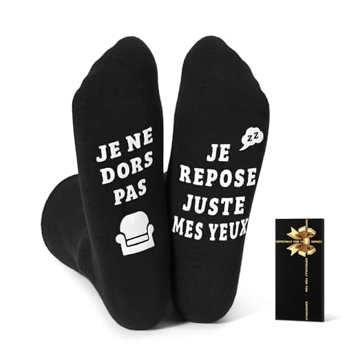 Faneeyo Chaussettes Rigolotes pour Hommes, JE NE DORS PAS, JE REPOSE JUSTE MES YEUX ，Chaussettes Antidérapantes，Fête des Pères Noël Cadeau d'anniversaire pour Hommes