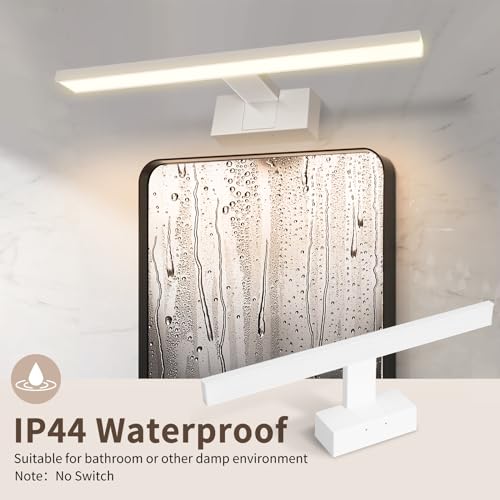 Aigostar Lampa Łazienkowa nad Lustro LED 40cm - Kinkiet Łazienkowy Biała IP44, 3 Sposoby Montażu, 4000K Neutralna Biel, 8W 560lm, 230V